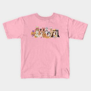 Easter Dogs with Cute Bunny Hat Easter Peeps Dog Kids T-Shirt